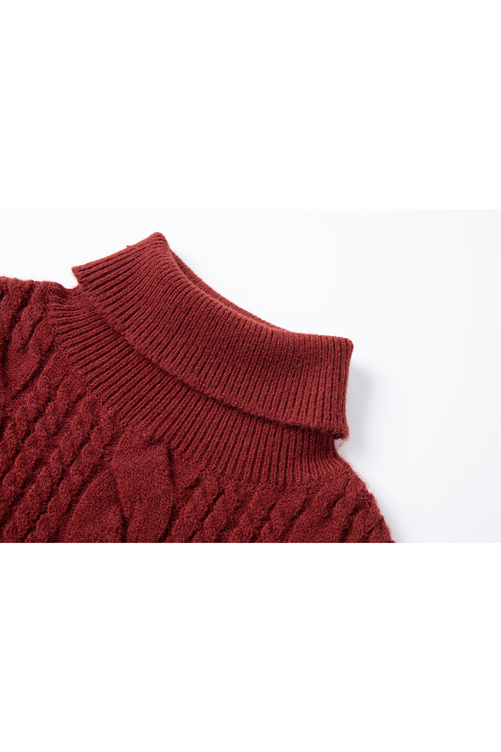 High neck cable design knitted sweater-VIMLYSTORE