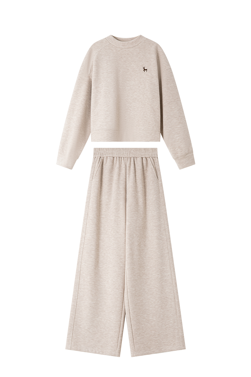 Deer embroidered sweatshirt suit