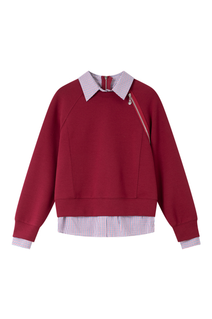 School style spliced sweatshirt