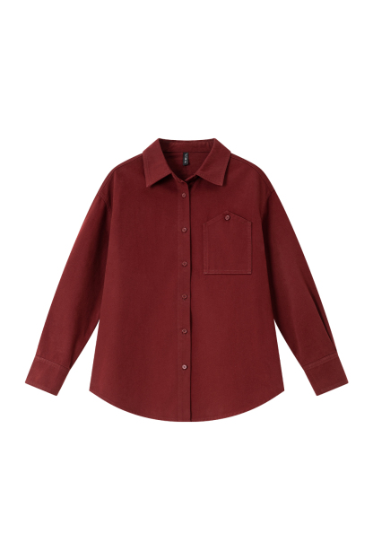 Wine Red Long-Sleeved Shirt