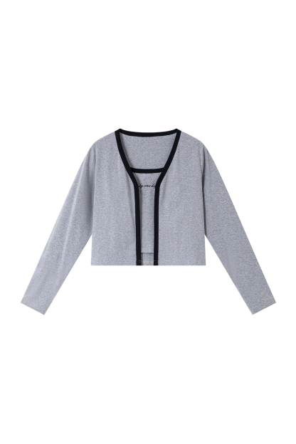 Simple Contrasting Knitted Two-Piece Suit