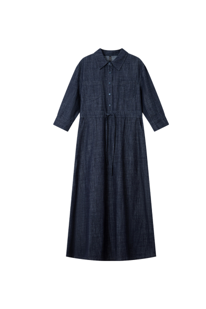 Pure Cotton Lapel Denim Dress