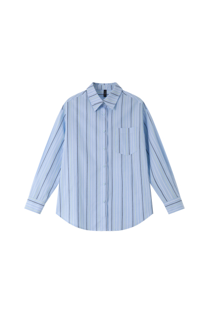 Blue And White Striped Pure Cotton Shirt