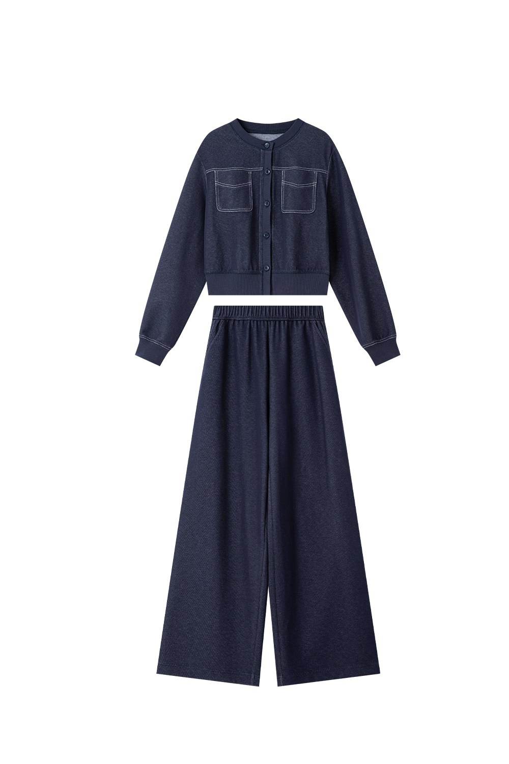 Contrasting Exposed Stitch Knitted Suit
