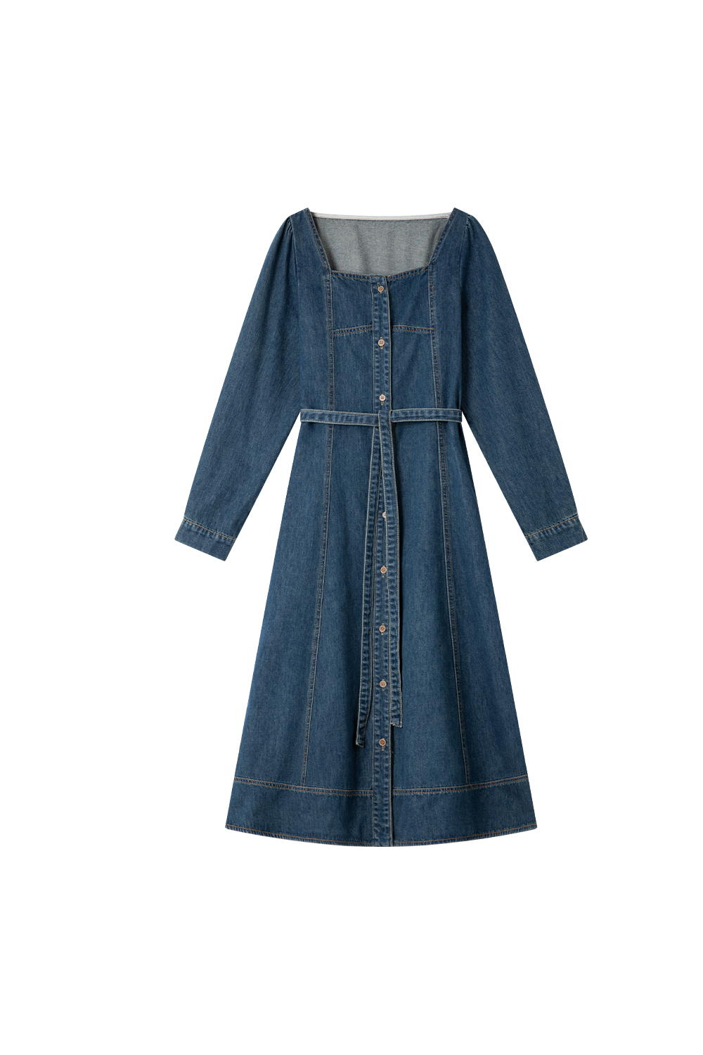 Retro Denim Lace-Up Dress