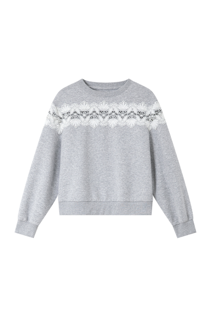 Hollow Lace Sweatshirt