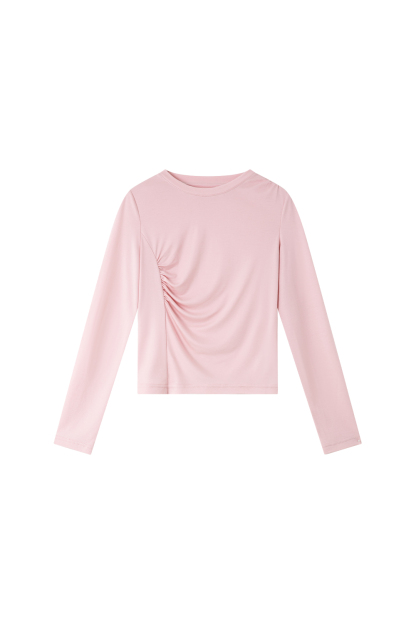 Pleated Long - sleeved T-shirt