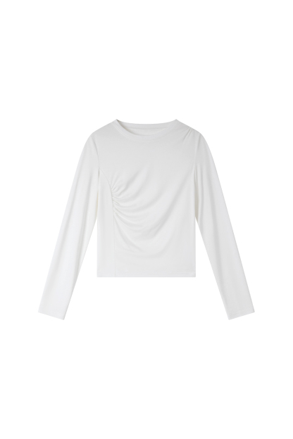 Pleated Long - sleeved T-shirt