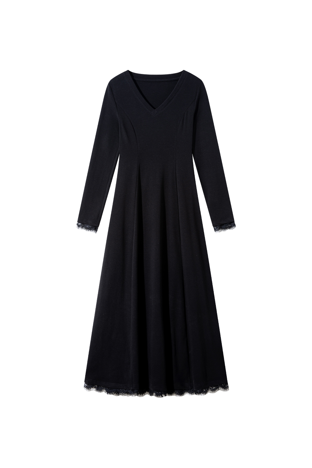 Elegant Black Lace Hem Dress