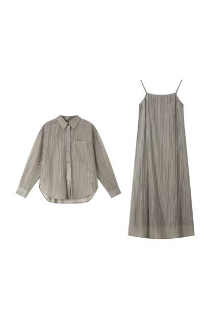 Tea Color Pleated Set