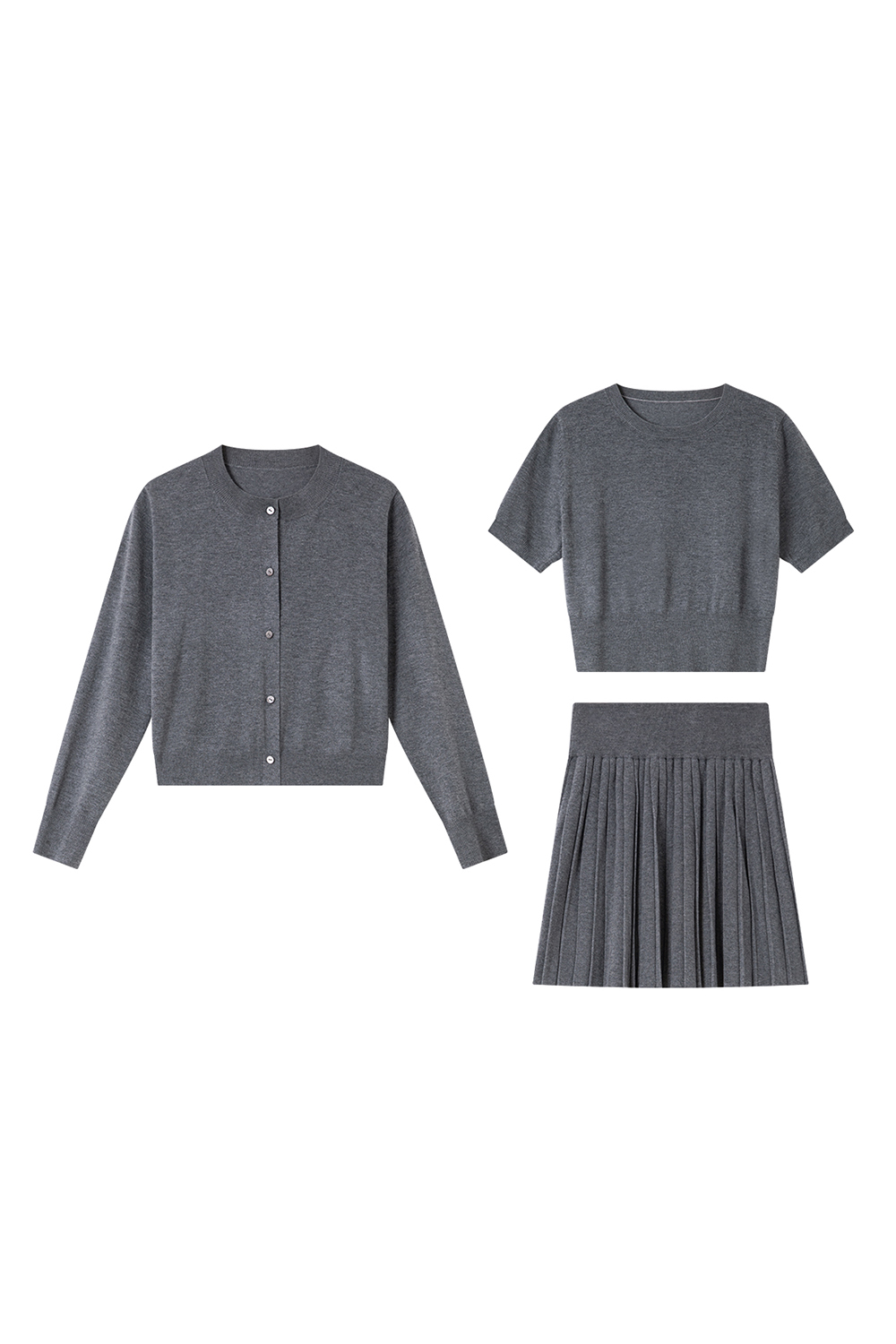 Low-Key Grey Knitted Three-Piece Suit