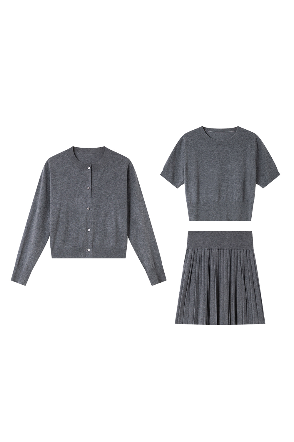 Low-Key Grey Knitted Three-Piece Suit