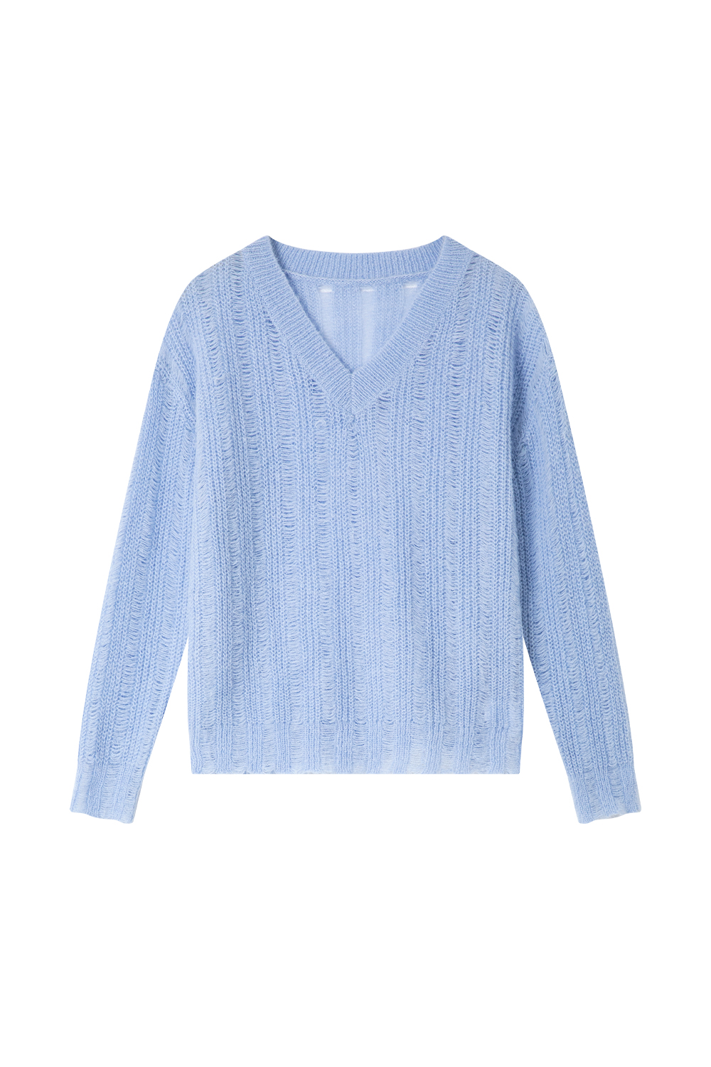 V-Neck Mesh Sweater