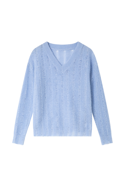 V-Neck Mesh Sweater