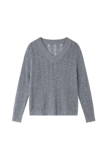 V-Neck Mesh Sweater