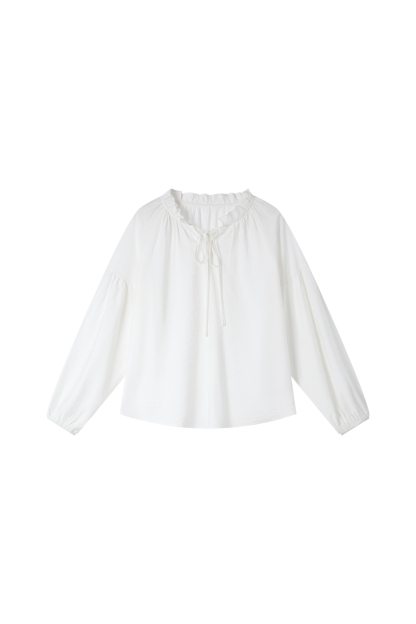 White Tassel Collar Shirt