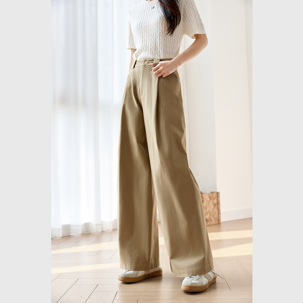 Pure Cotton Loose Versatile Wide-Leg Pants
