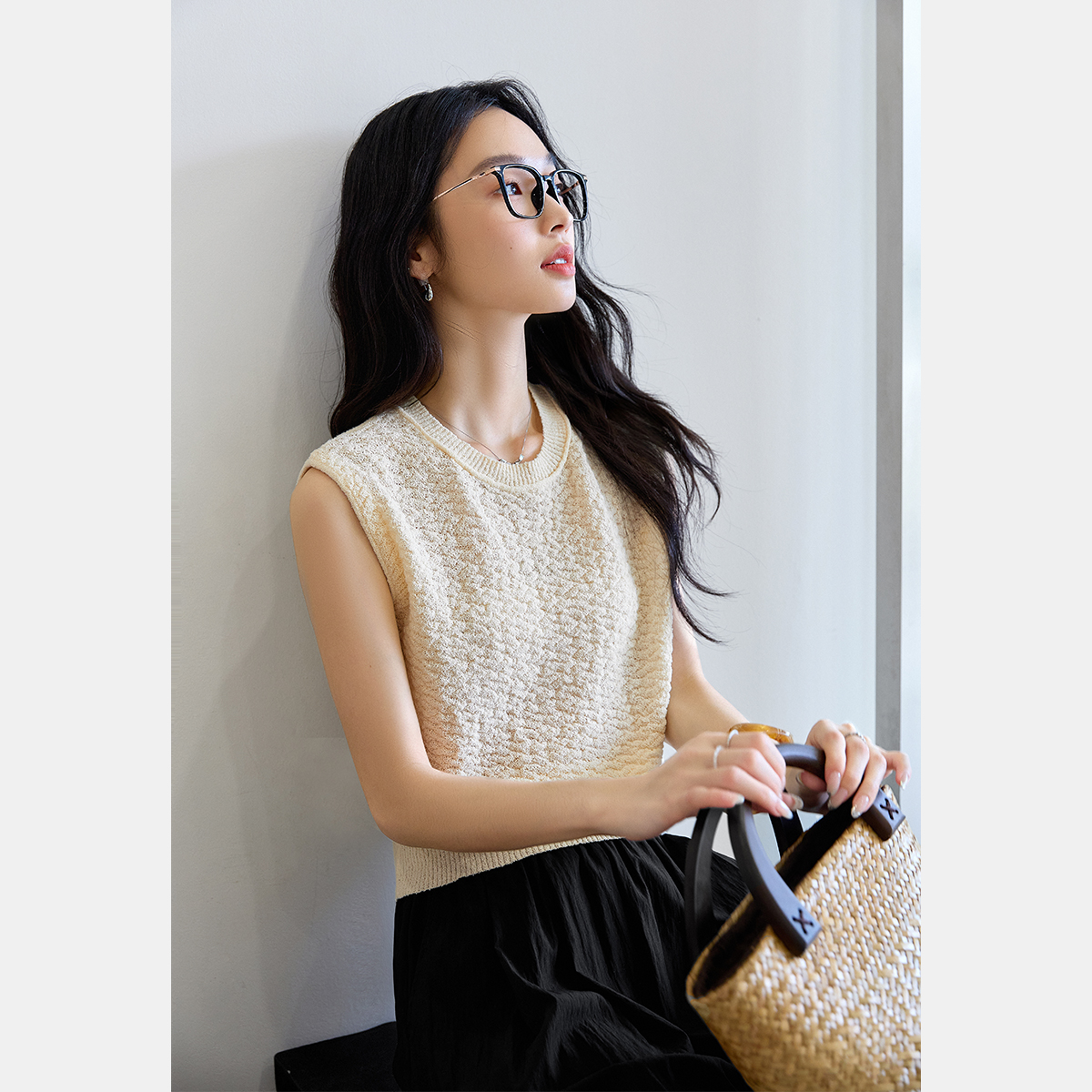 Textured Sleeveless Sweater-VIMLYSTORE