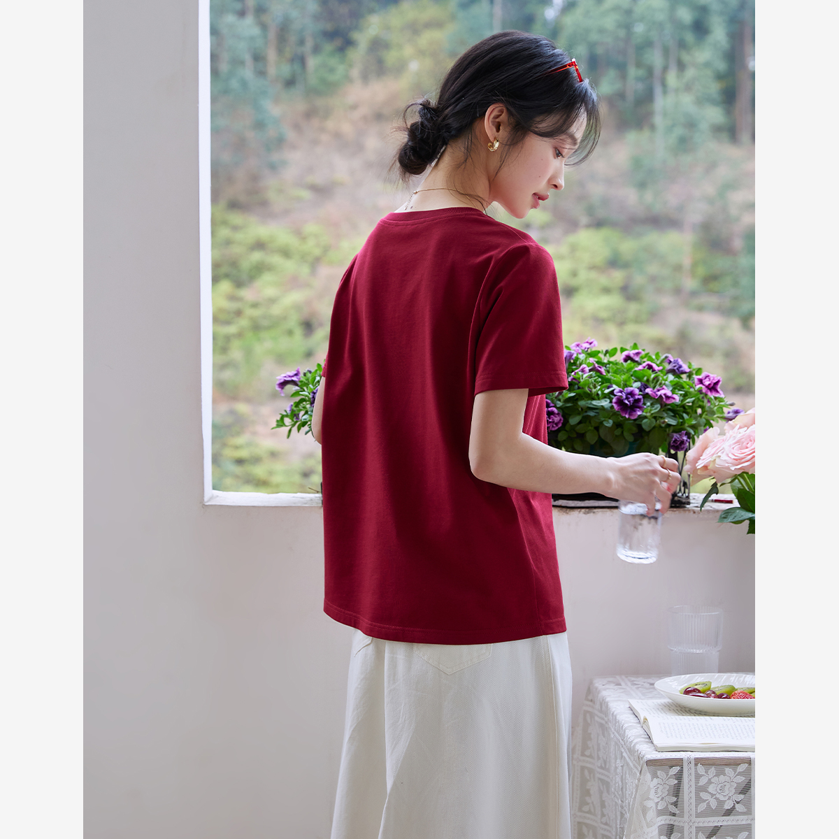 Animal Embroidery Straight T-Shirt