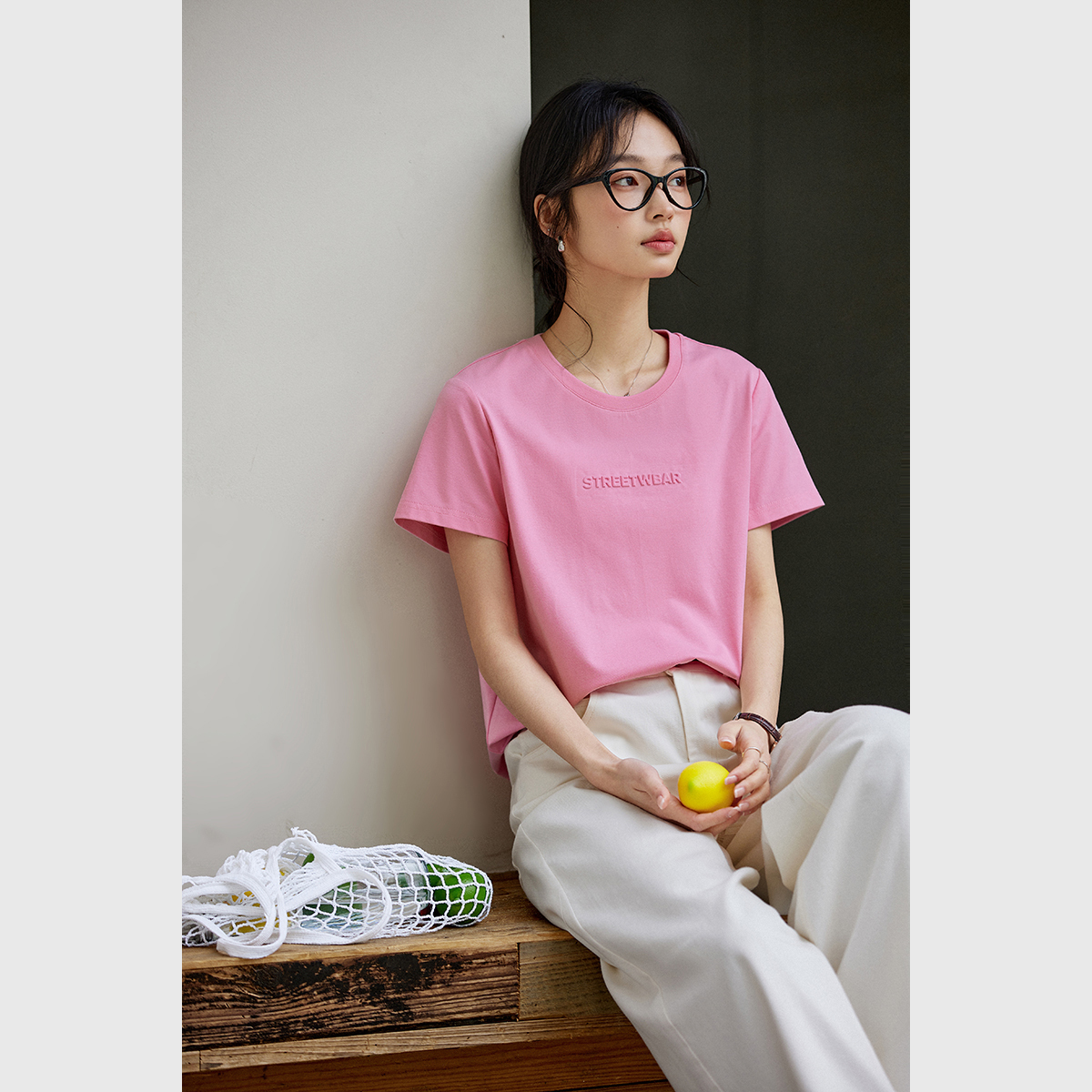 Letter Embossed T-Shirt