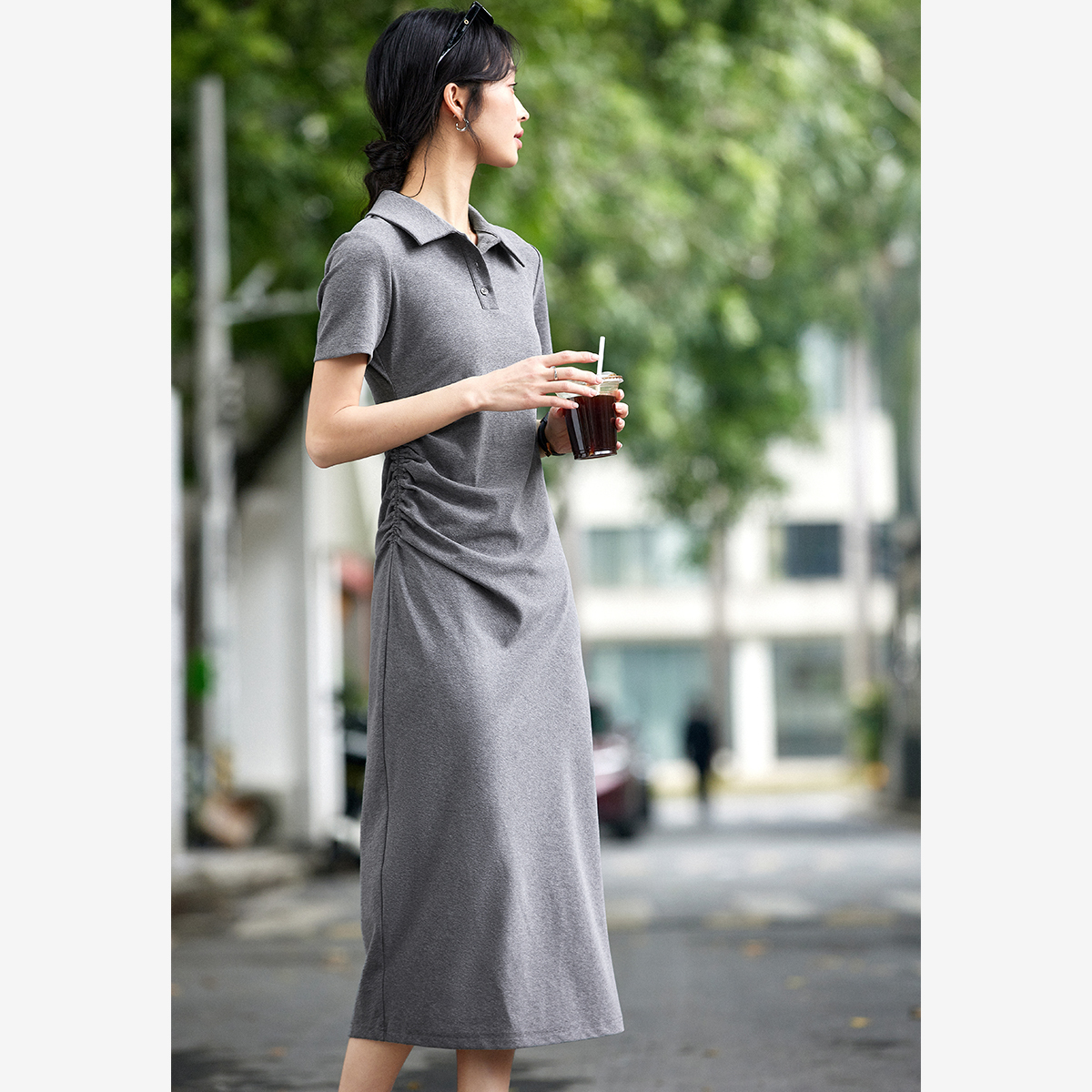 Lapel Knitted Straight Dress