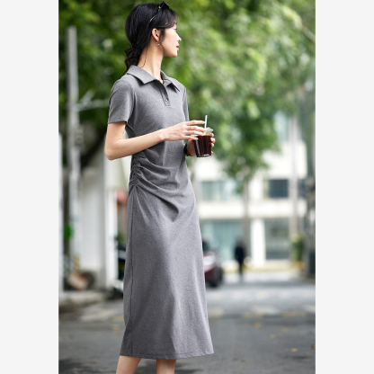 Lapel Knitted Straight Dress