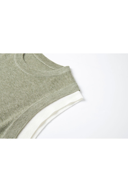 Round Neck Sleeveless Loose Knit Sweater