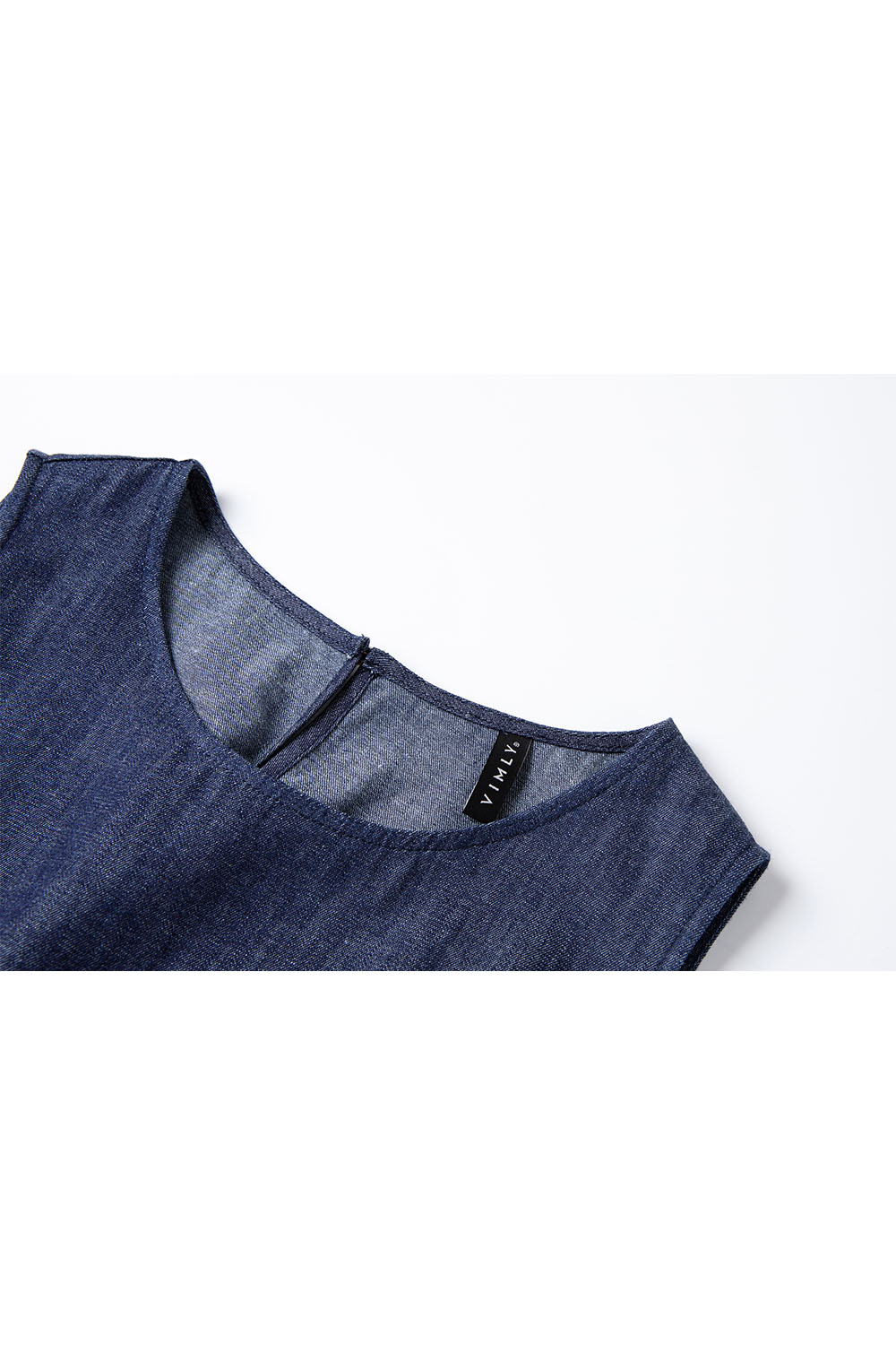 Cotton And Linen Blend Denim Dress-VIMLYSTORE