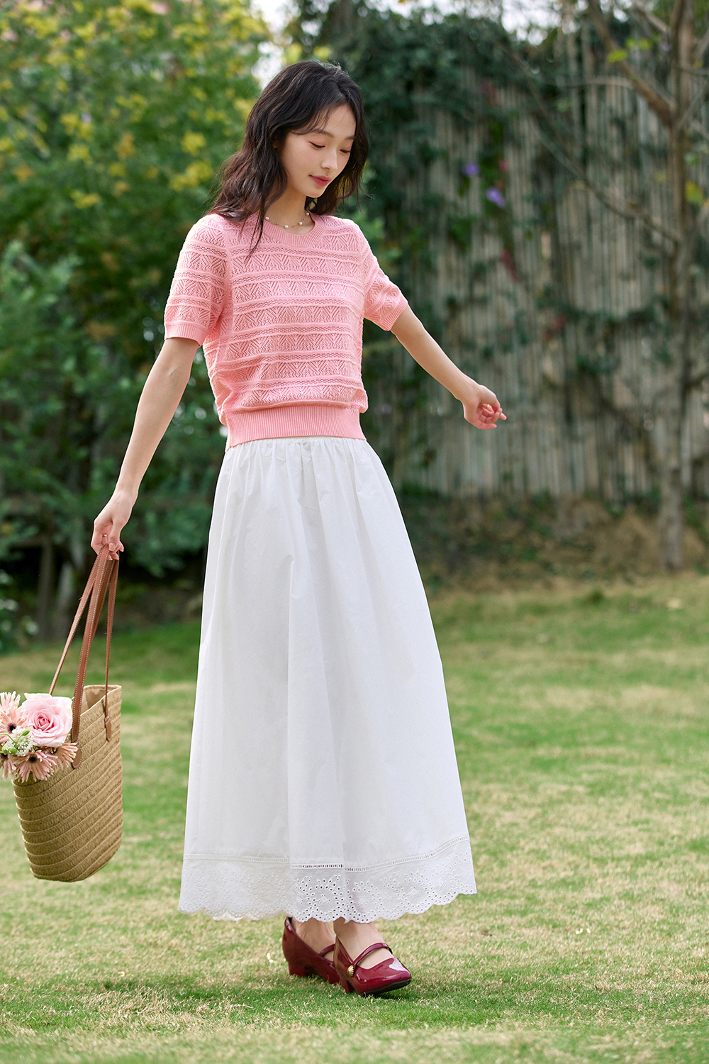 Openwork Striped Sweater