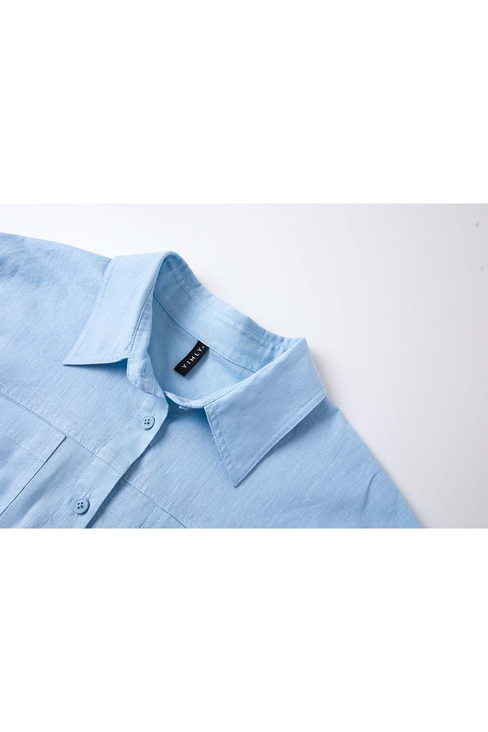 Cotton And Linen Blend Straight Shirt