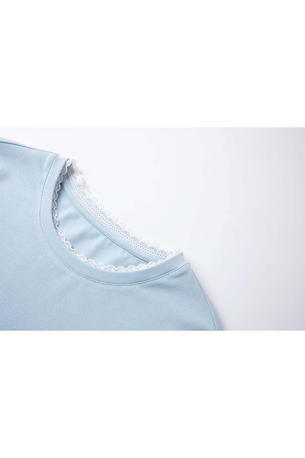 Paneled Round Neck Straight T-Shirt
