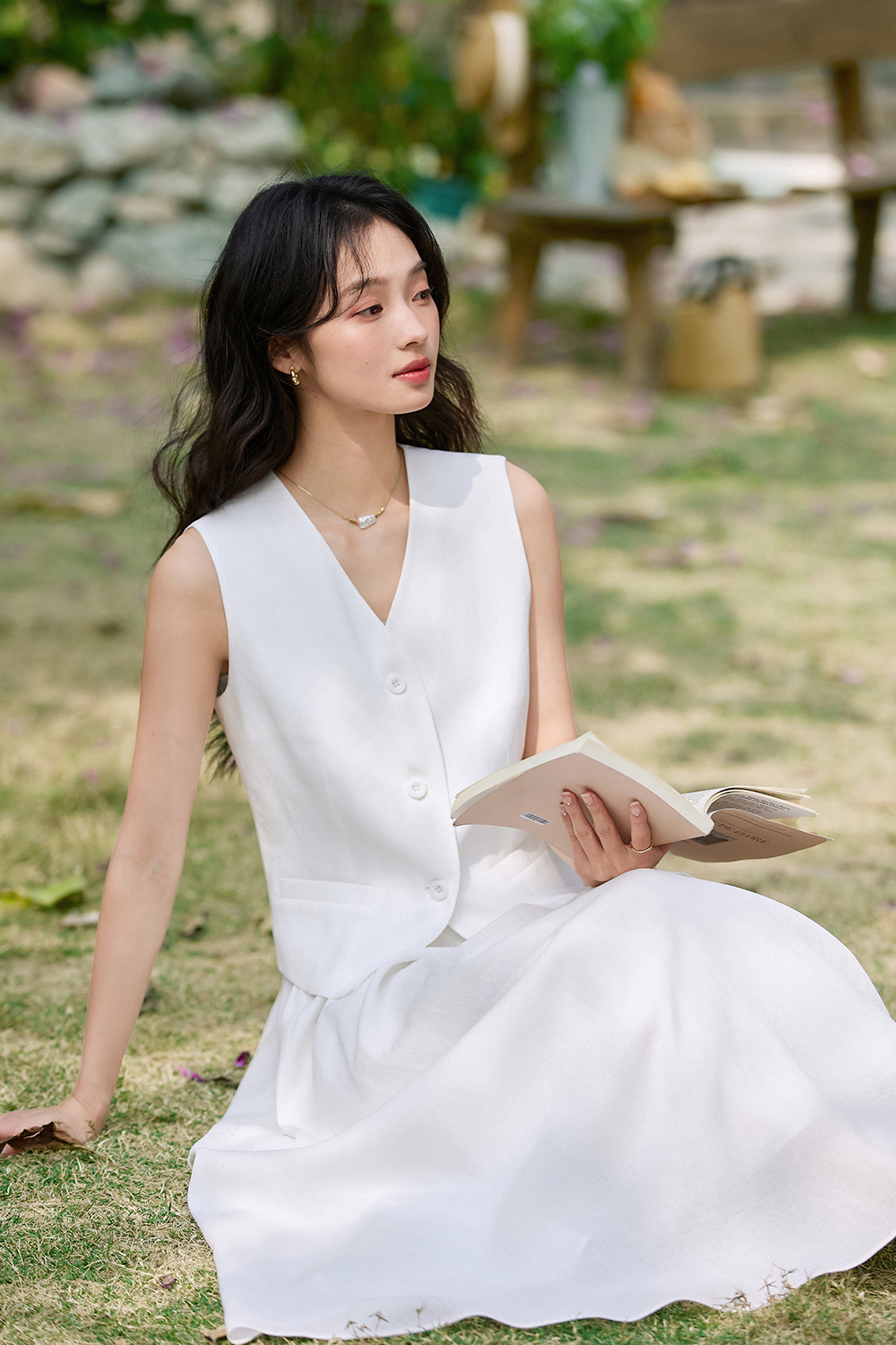 Off-White Simple Two-Piece Suit-VIMLYSTORE