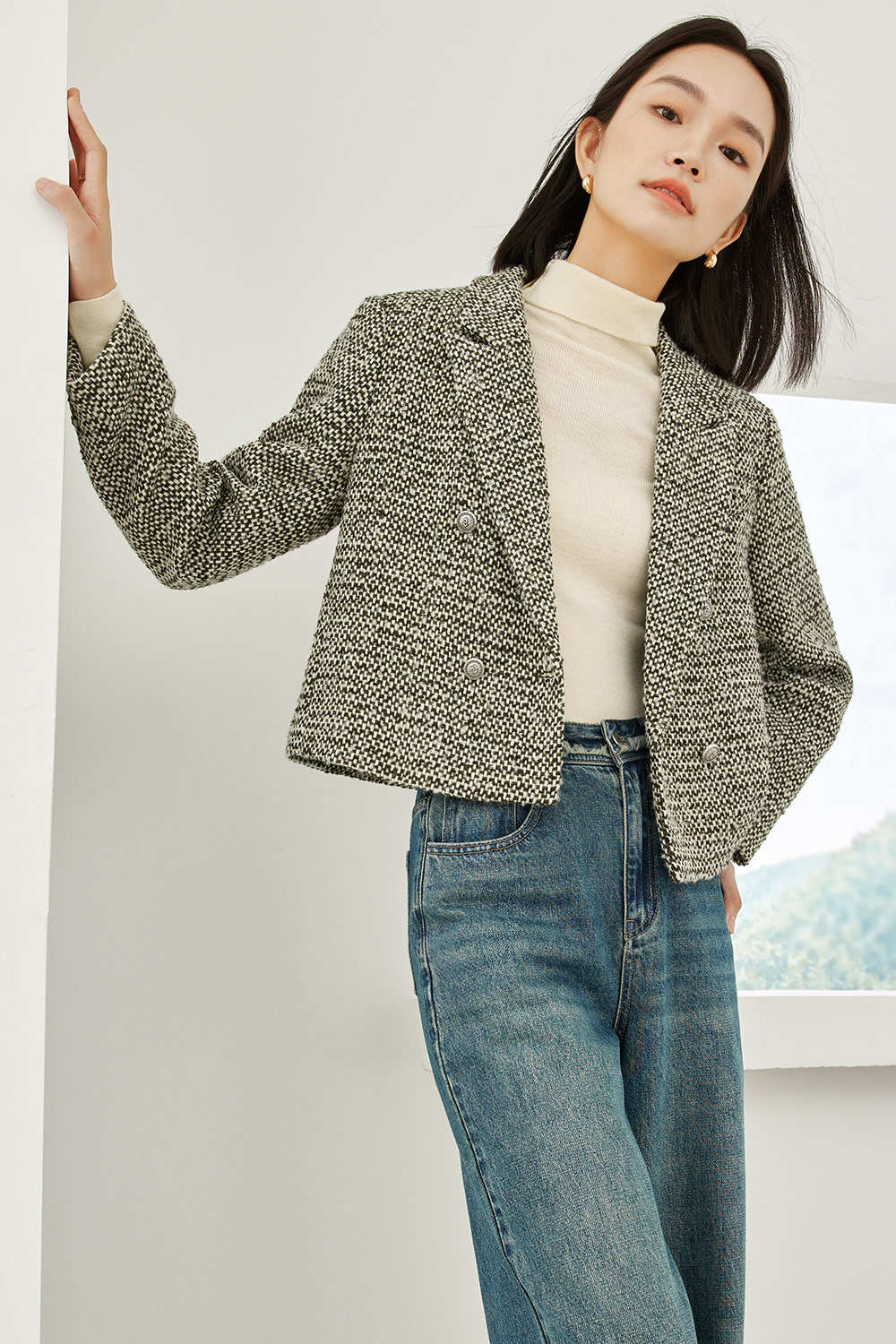 Wool Blend Short Blazer