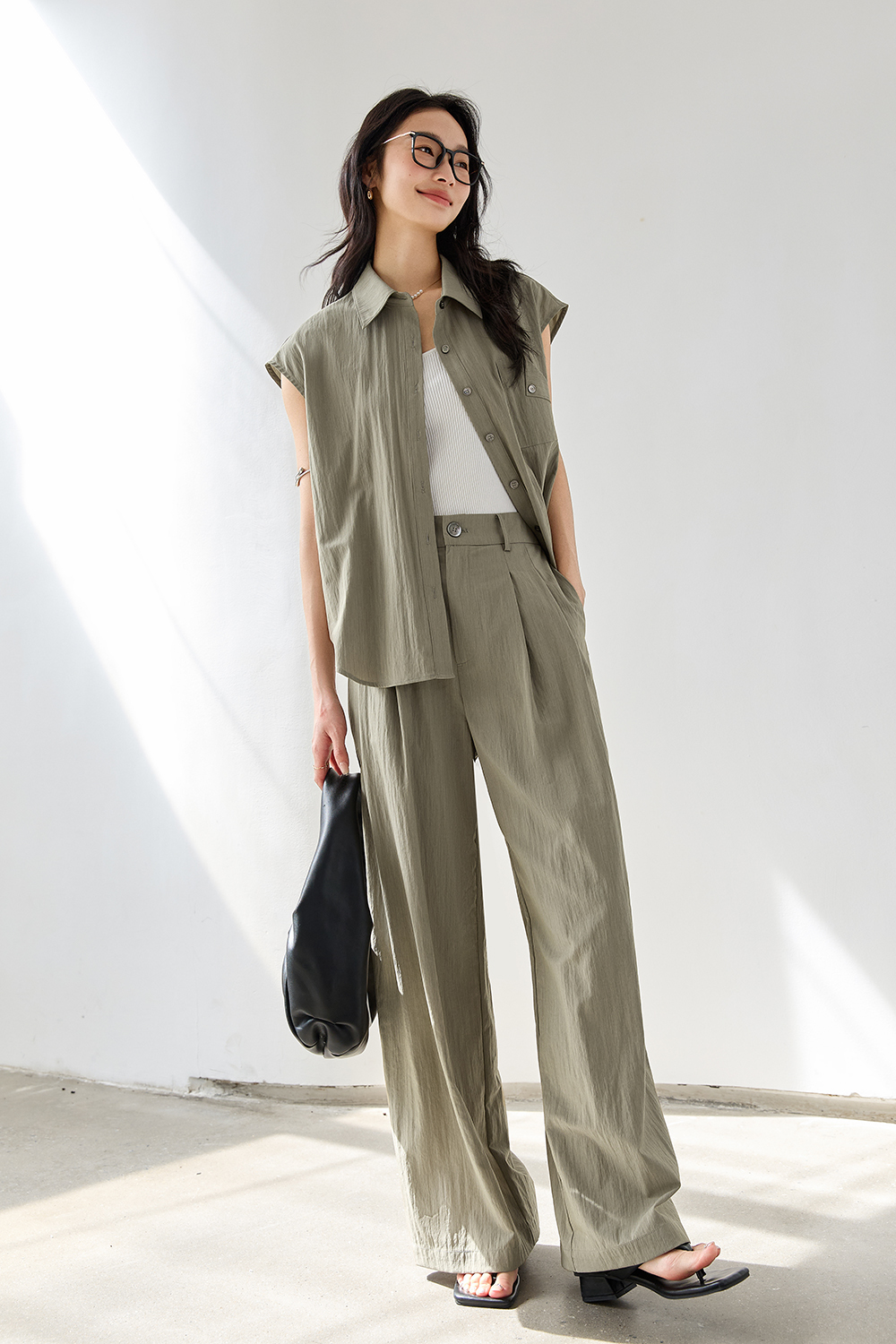 Fashionable Wide-Leg Palazzo Pants Set