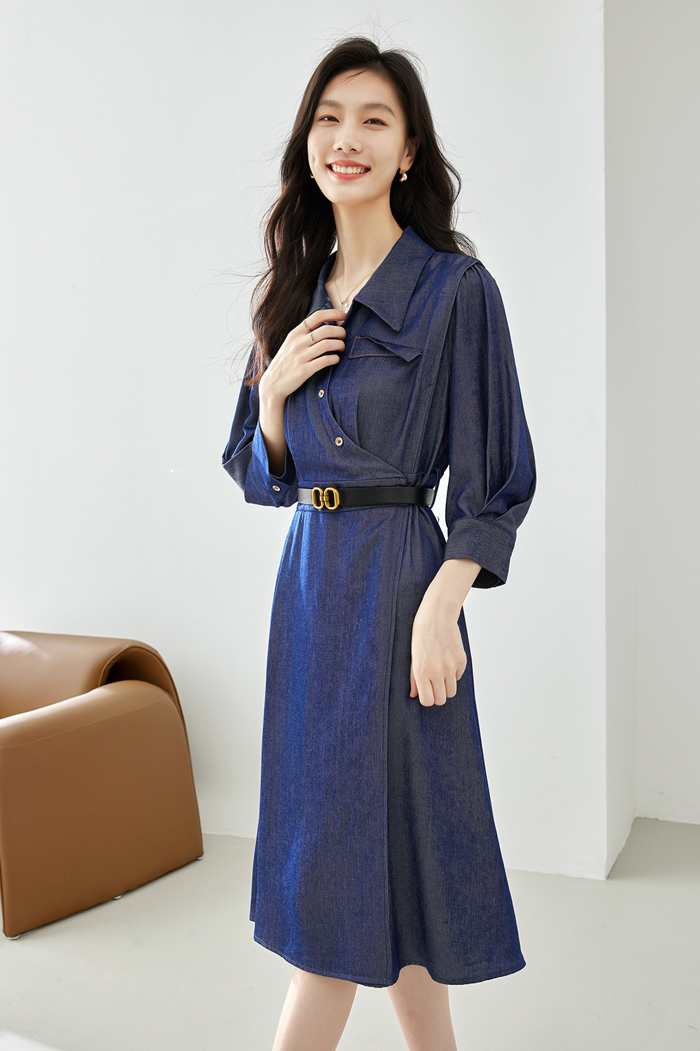 Deep denim blue dress-VIMLYSTORE