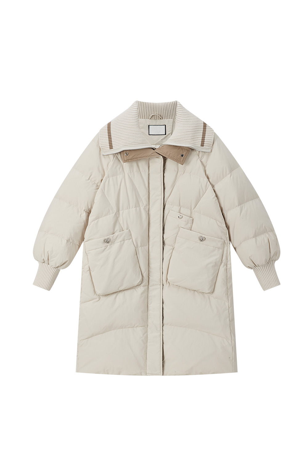 Fake two pieces patchwork down jacket