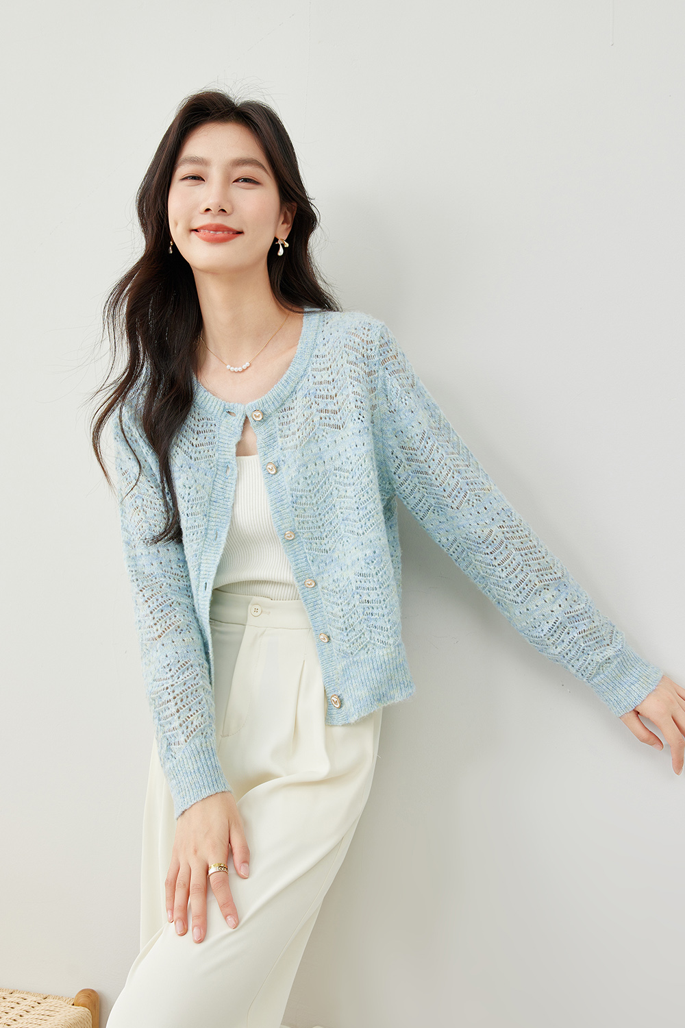 Hollow Crochet Knitted Cardigan-VIMLYSTORE