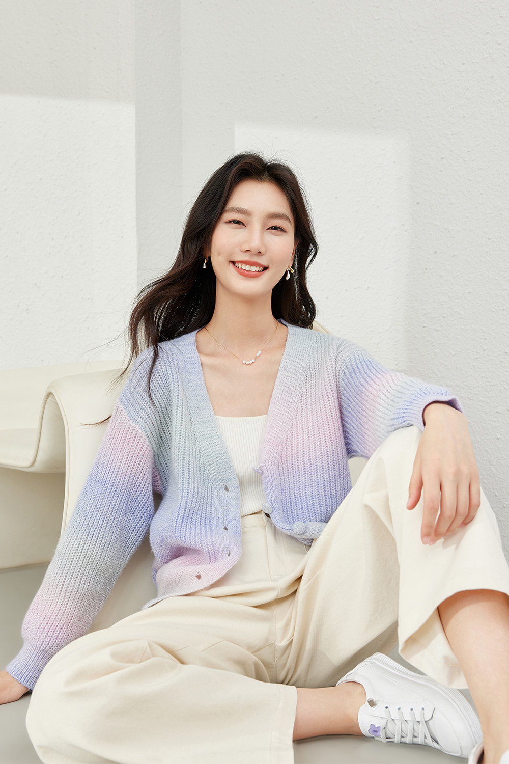 Gradient Knitted Cardigan-VIMLYSTORE