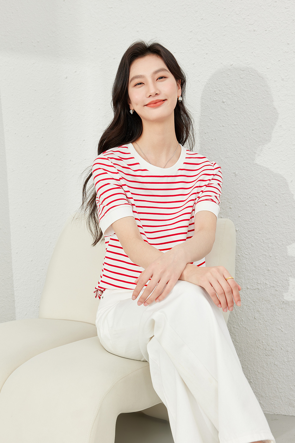 Minimalist Striped Round Neck T-Shirt-VIMLYSTORE