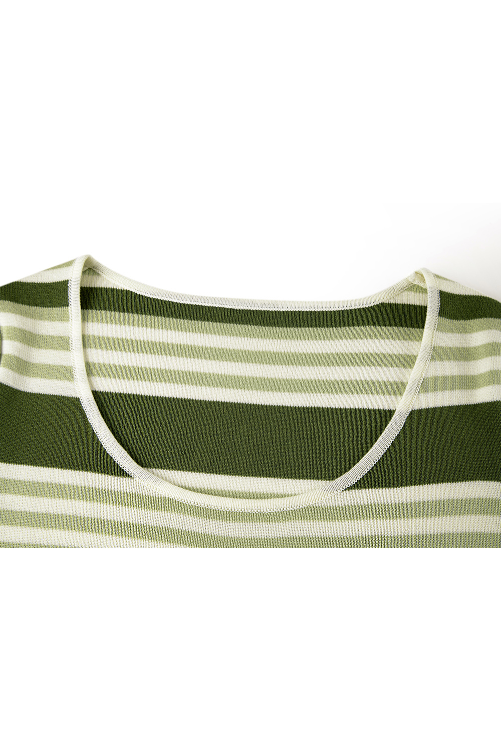 White And Green Striped Sweater-VIMLYSTORE