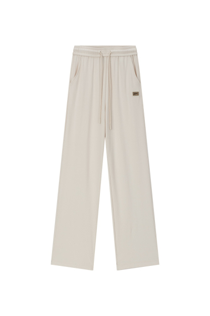 Solid Color Drawstring Wide Leg Pants