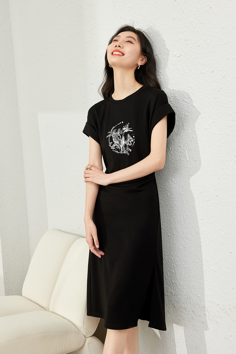 Printed Round Neck Dress