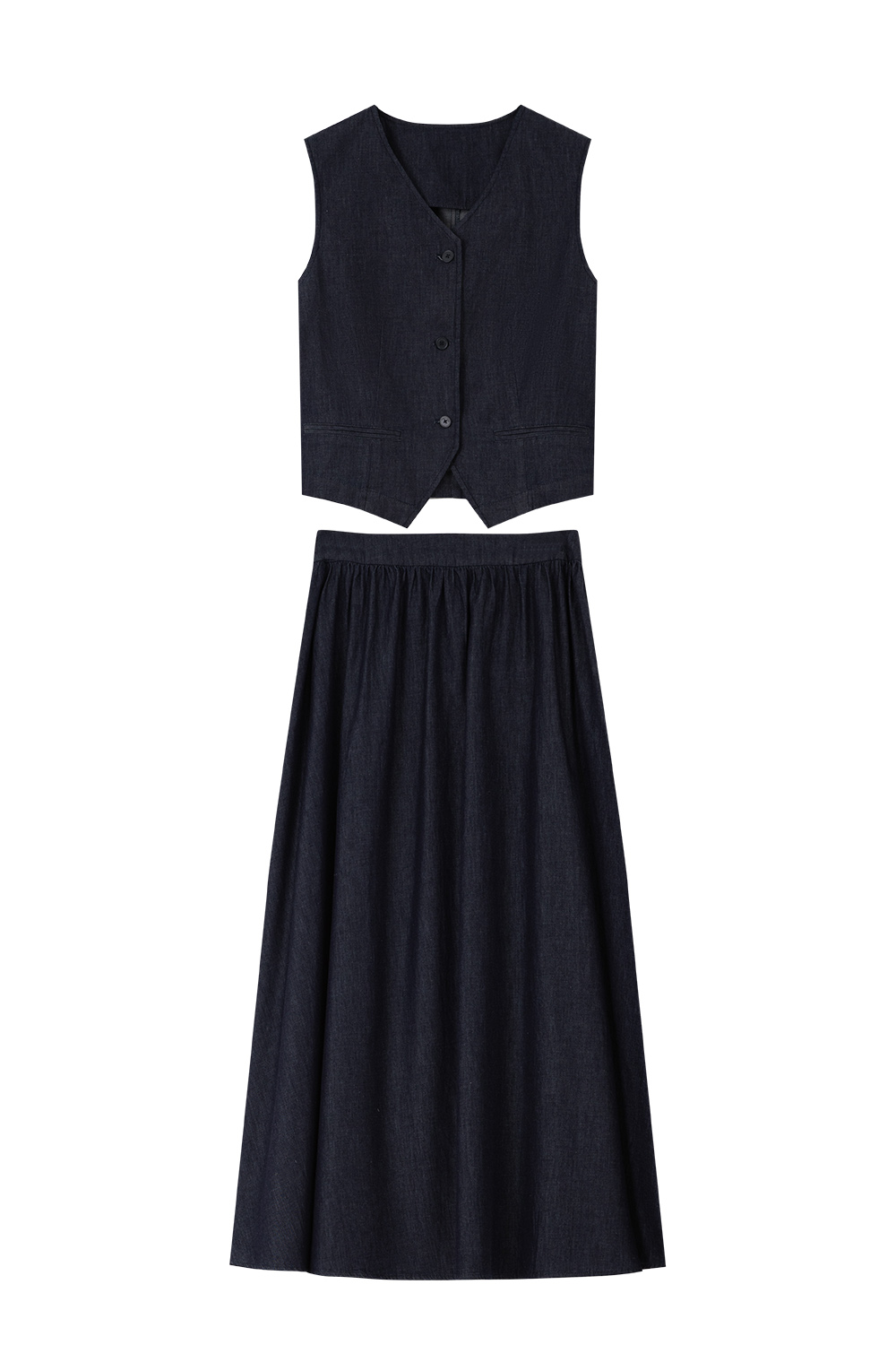 Lightweight Denim Two-Piece Set