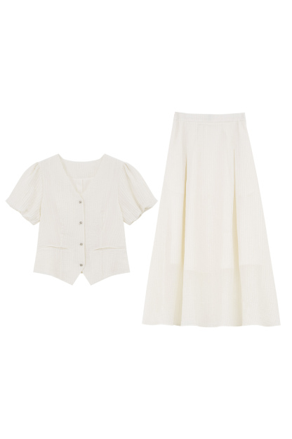 French Gentle Slimming Short-Sleeved Suit