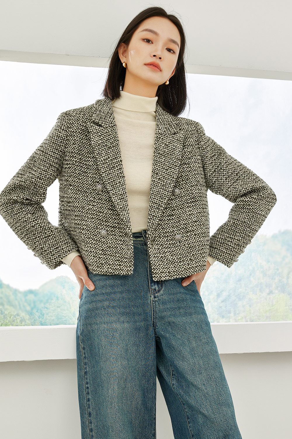 Wool Blend Short Blazer