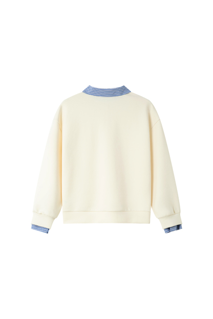 School Style Spliced Lapel Sweatshirt