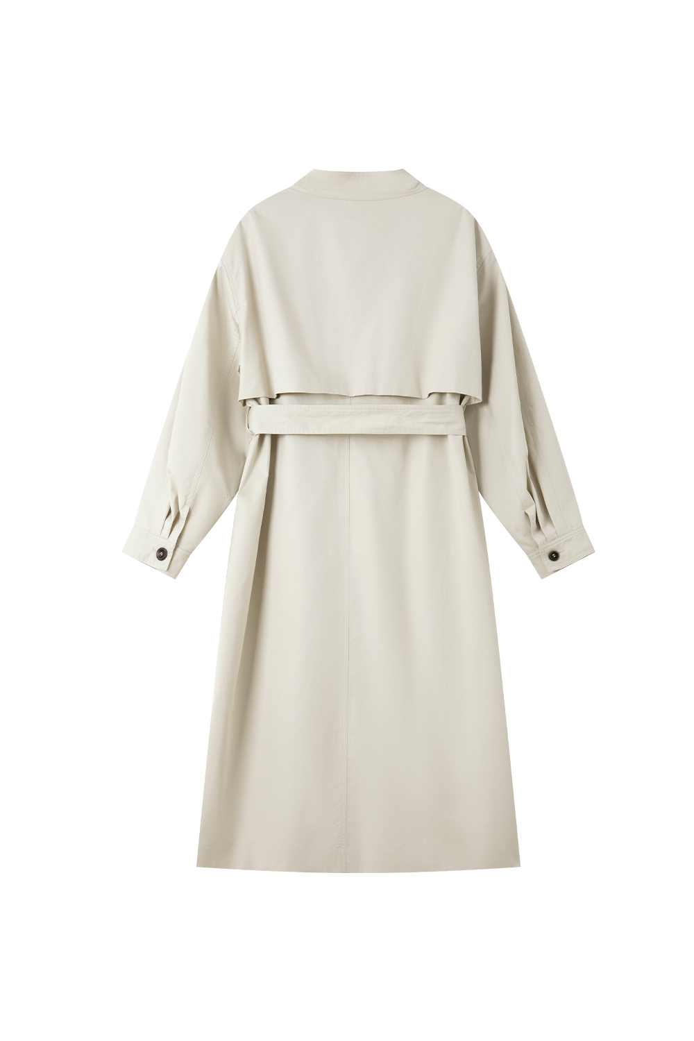 Stand-Up Collar Buttoned Trench Coat-VIMLYSTORE