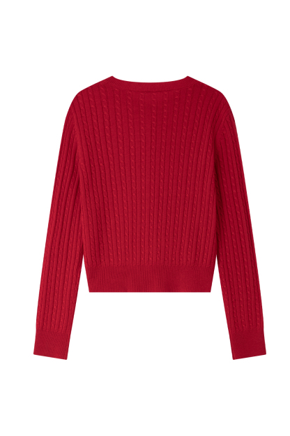 Red Wide-striped Knitted Cardigan