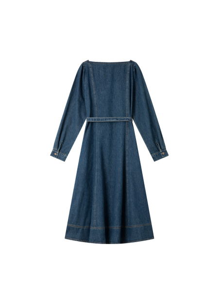 Retro Denim Lace-Up Dress