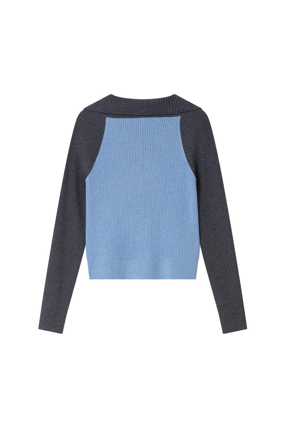 Contrast-color Zippered Knitted Cardigan